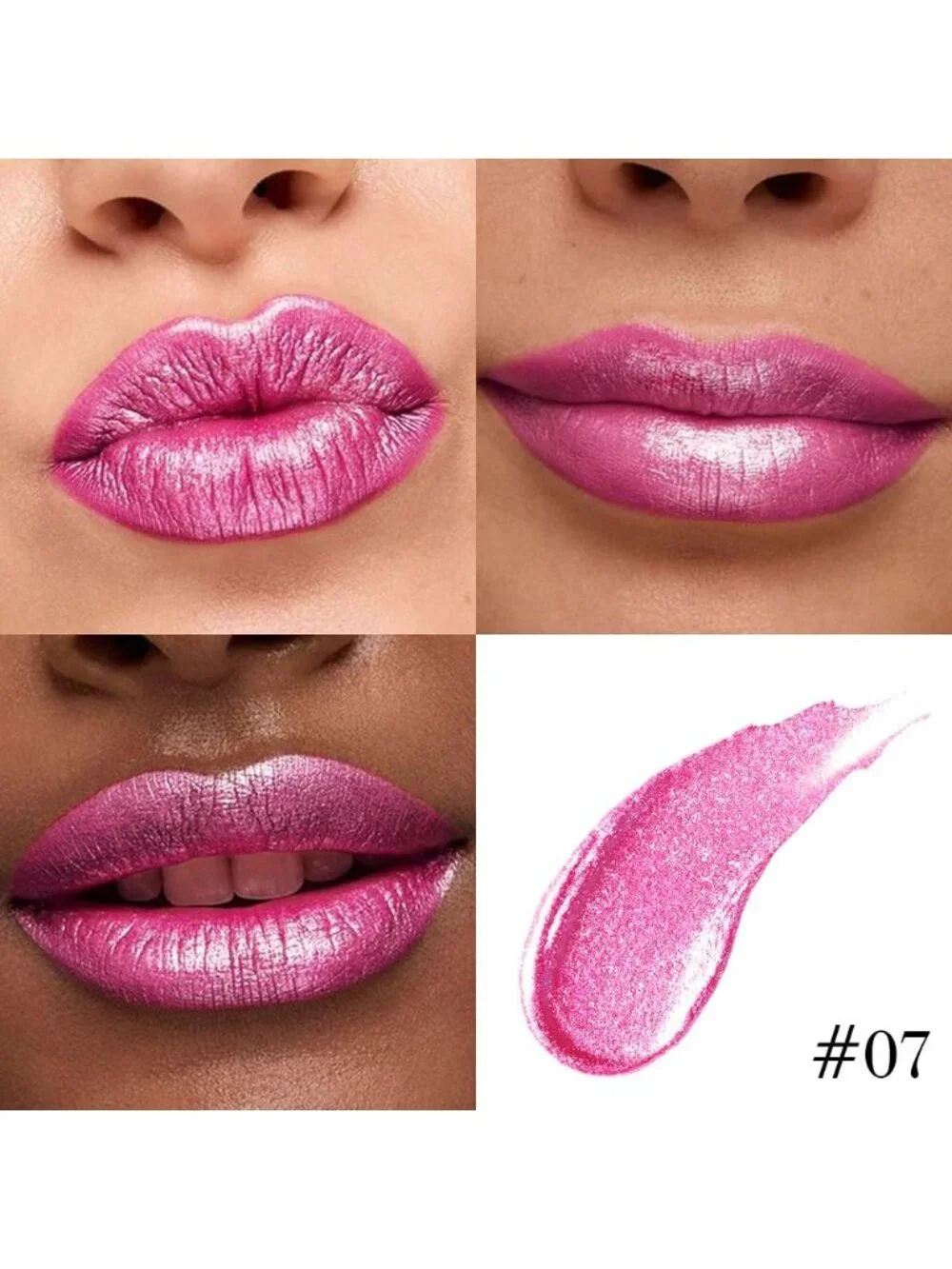 Womens 07# Hot Pink-Metallic Glitter Liquid Lipstick lippies Lip Gloss